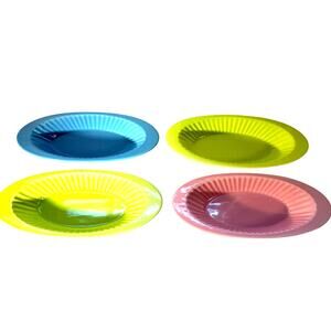 Set of 4 Stoneware Boat Bowls Banana Split Easter Pastel Colors Trisa